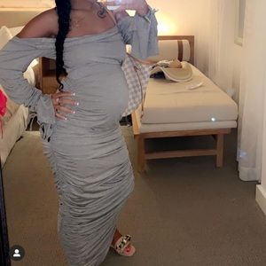 Sexy Long Bodycon Sundress 2 Piece Long Skirt and Tie Back Top Set